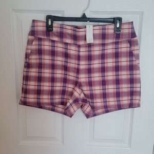 New York & Compamy Plaid Pull On Shorts NWTS Size Large